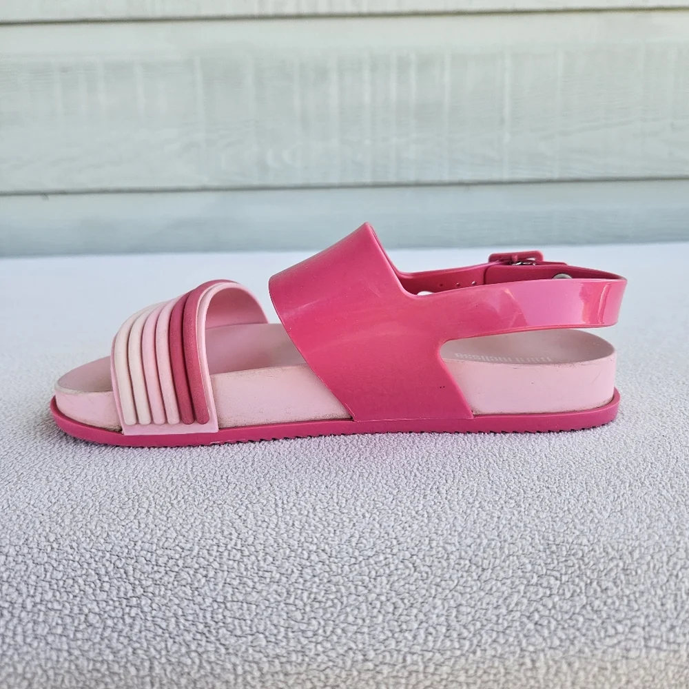 Mini Melissa Panama Slingback Buckle Sandal Girl SZ 1 Pink Ombre Rainbow